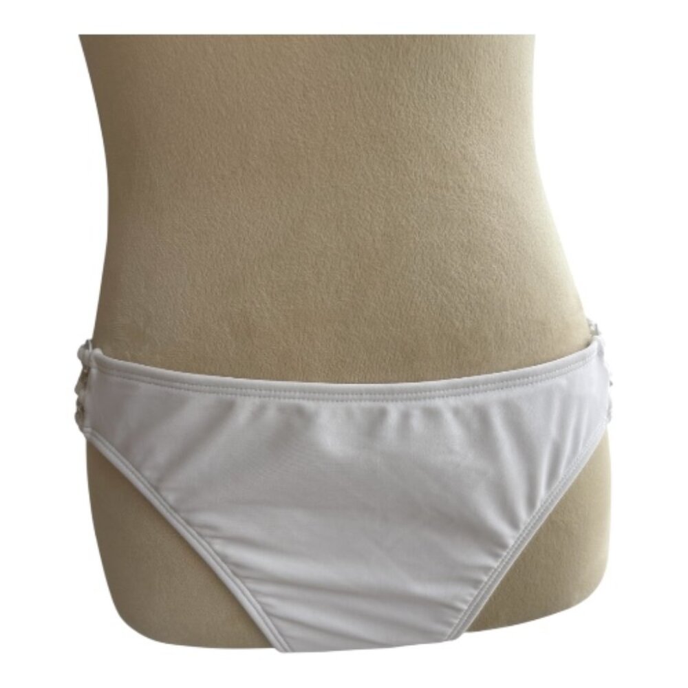 NEW White Swim Bottoms - Size L - Tie-Side - Ring Detail (2637-1)